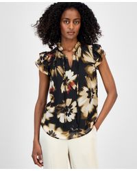 Anne Klein - Ruffle-sleeve Tie-neck Blouse - Lyst