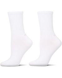 Memoi - 2 Pair Pack Thin Ribbed Crew Socks - Lyst