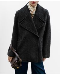 Mango - Wide Lapel Wool-blend Coat - Lyst
