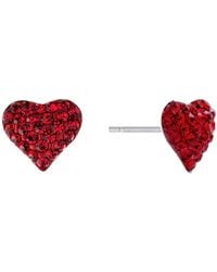 Macy's - Crystal Pave 12mm Domed Heart Stud Earrings - Lyst