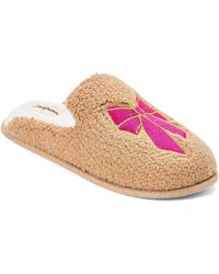 Dearfoams - Pink Bow Teddy Scuff Slipper - Lyst