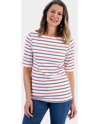 Style & Co. - Striped Boat-neck Elbow-sleeve Top - Lyst