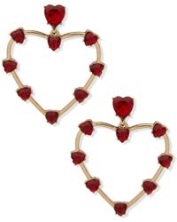 Karl Lagerfeld - Stone Heart Drop Earrings - Lyst