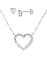 Giani Bernini - 2-pc. Set Cubic Zirconia Open Heart Pendant Necklace & Heart Stud Earrings - Lyst