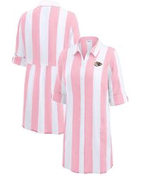 Tommy Bahama - Pink/white Kansas City Chiefs Rugby Beach Stripe Button-up Tunic - Lyst