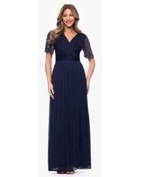 Xscape - Short Sleeve V Neck Long Gown - Lyst