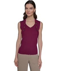 Karl Lagerfeld - Ribbed Button-front Sweater Tank Top - Lyst