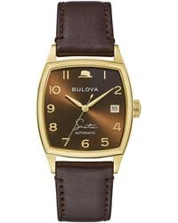 Bulova - Frank Sinatra Automatic Leather Strap Watch 33.5x45mm - Lyst