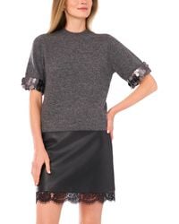 Vince Camuto - Mock Neck Short Sleeve Sweater - Lyst