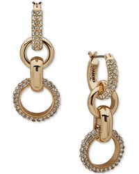 DKNY - Gold-tone Crystal Pave & Polished Multi Link Drop Earrings - Lyst