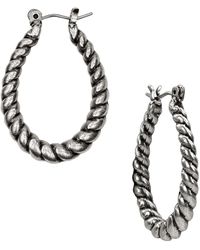 Patricia Nash Silver-tone Twisted-rope Oval Hoop Earrings - Metallic