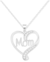 Macy's - Diamond Mom Heart 18" Pendant Necklace (1/10 Ct. T.w. - Lyst
