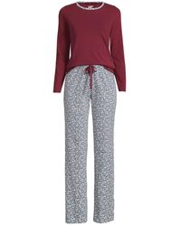 Lands' End - Tall Knit Pajama Set Long Sleeve T-shirt And Pants - Lyst