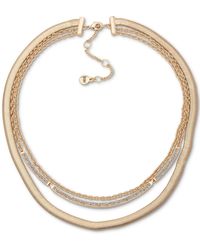 DKNY Gold-tone Pavé Crystal Multi-row Collar Necklace, 18-1/4" + 3" Extender - Metallic