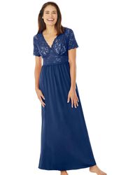 Amoureuse - Plus Size Long Lace Top Stretch Knit Gown - Lyst