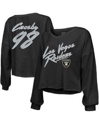 Majestic - Maxx Crosby Las Vegas Raiders Off-shoulder Script Player Name Number Cropped Long Sleeve V-neck T-shirt - Lyst