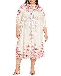 City Chic - Plus Size Annabelle Button Down Floral Midi Dress - Lyst