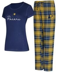 Concepts Sport - 2-piece Navy/gold Indiana Pacers Vector Top Flannel Pants And Sleep Set - Lyst