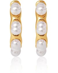BCBGMAXAZRIA - Faux Pearl Accent Hoop Earrings - Lyst