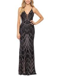 Betsy Adam Pleated Glitter skirt Gown Lyst