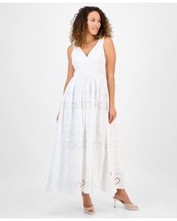 INC International Concepts - Petite Cotton Eyelet V-neck Maxi Dress - Lyst
