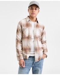 Sun & Stone - Sun + Stone Curry Long-sleeve Cotton Flannel Plaid Shirt - Lyst