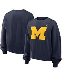 Nike - Michigan Wolverines Essential Fleece Oversized Logo Pullover Top - Lyst