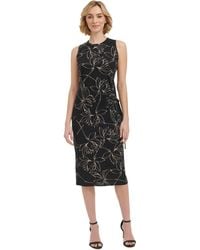 Calvin Klein - Sleeveless Printed Midi Dress - Lyst