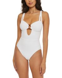 Becca - Modern Edge Cutout Ribbed One-piece Swimsuit - Lyst