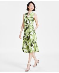 Anne Klein - Jenna Blurry-print Drawstring-waist Dress - Lyst