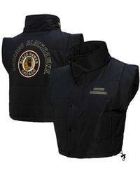 Mitchell & Ness - Â Chicago Hawks Cropped Full-zip Puffer Vest - Lyst