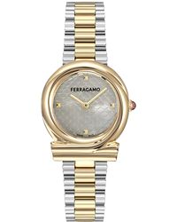 Ferragamo - Swiss Gancini Twisted Two-tone Stainless Steel Bracelet Watch 32mm - Lyst