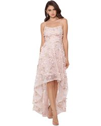 Xscape Floral-appliqués High-low Gown - Pink