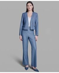 BCBGMAXAZRIA - One Button Faux Denim Jacket High Rise Wide Leg Pants - Lyst