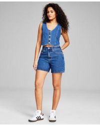 And Now This - Now This Denim Cropped Vest High Rise Denim Bermuda Shorts Created For Macys - Lyst