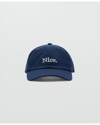Mango - Embroidered Slogan Cotton Cap - Lyst