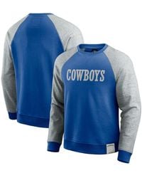 Fanatics - Darius Rucker Collection By Blue/gray Dallas Cowboys Throwback Color Block Raglan Pullover Sweatshirt - Lyst