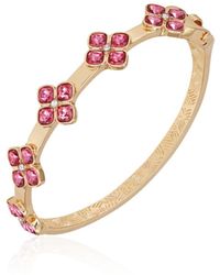 Tahari - Tone Rose Glass Stone Oval Hinge Bangle Bracelet - Lyst