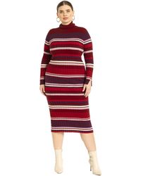Eloquii - Plus Size Striped Turtleneck Sweater Dress - Lyst