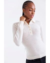 1982 - Amaya Cashmere Button Detail Polo Top - Lyst