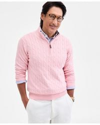 Club Room - Cable Knit Quarter-zip Cotton Sweater - Lyst