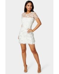 Bebe - 3d Floral Fit And Flare Mini Dress - Lyst