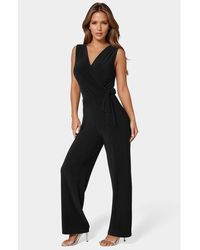 Bebe - Jersey Wrap Tie Jumpsuit - Lyst