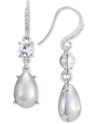 Charter Club - Silver-tone Crystal & Color Imitation Pearl Drop Earrings - Lyst
