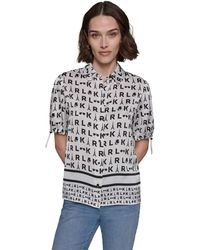Karl Lagerfeld - Printed Bungee-sleeve Button-down Top - Lyst