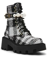 Betsey Johnson - Jonnie Embellished Combat Booties - Lyst