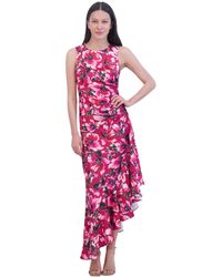 Eliza J - Floral Print Ruffled High-low A-line Dress - Lyst
