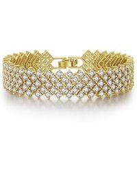 Genevive Jewelry - Sterling Silver 14k Plated Clear Cubic Zirconia 4-row Tennis Bracelet - Lyst
