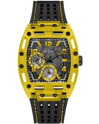 Guess - Yellow Silicone Strap Watch 44mm - Lyst
