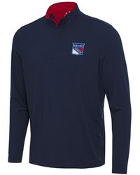 Antigua - Navy/red New York Rangers Content Quarter-zip Pullover Sweatshirt - Lyst
